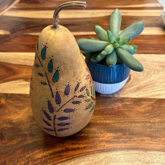 Gourd Home Decoration Custom Designed Woodburning and Painted Gourd Boho Home - Picture 1 of 10